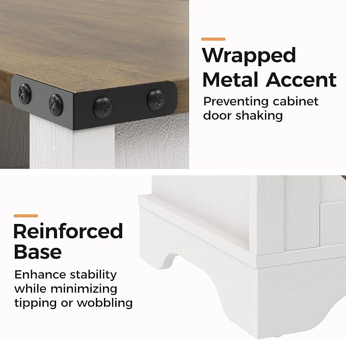RoyalCraft Set of 1 Farmhouse Nightstand, Tall Bedside Table - Image 6