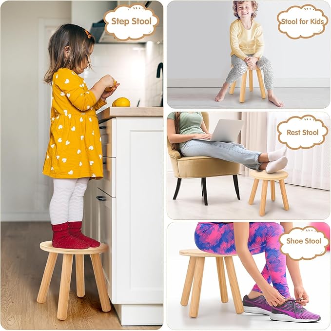 Wingyz Wooden Step Stools for Kids, 10 Inch Solid Kids Chairs Perfect Matched - Image 4