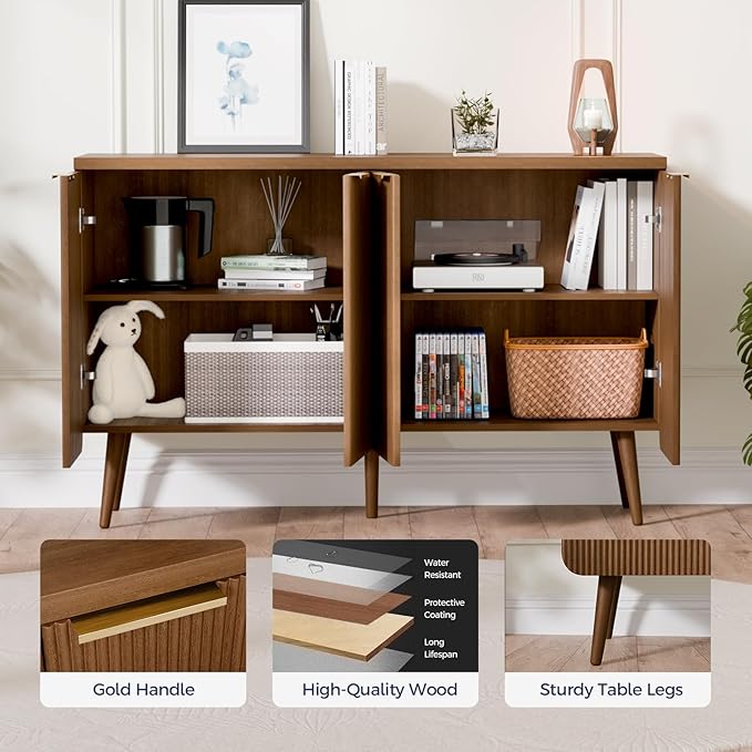 47.2" Buffet Cabinet with 4 Doors, Accent Sideboard Cabinet with Adjustable - Image 6