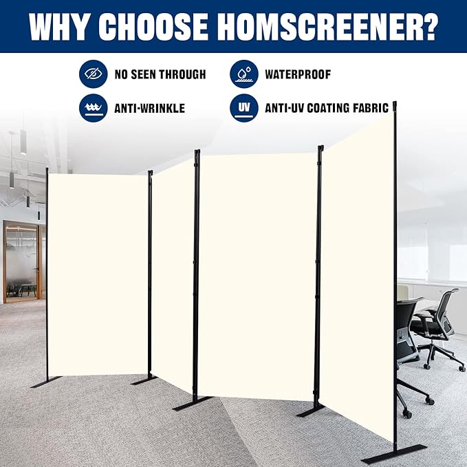 Room Divider 6FT Portable Room Dividers and Folding Privacy Screens, 4 Panel - Image 2