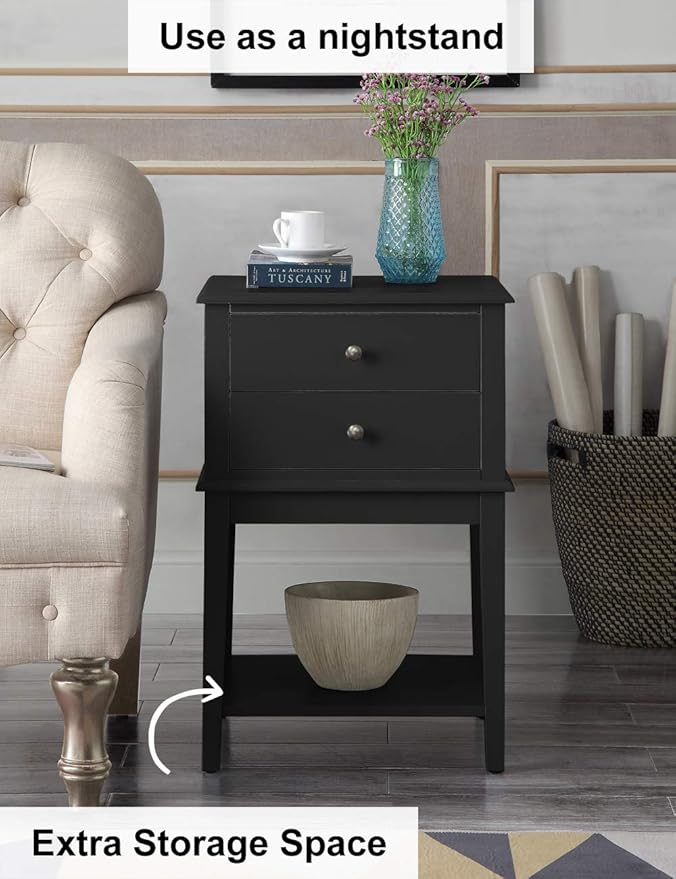 conifferism Black Nightstand End Table - Image 5