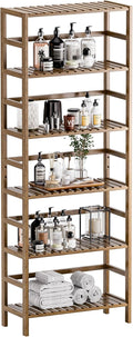HITNET Bookcase, Bamboo Bookshelf, 6-Tier Adjustable Tall Open Book Shelf by HITNET