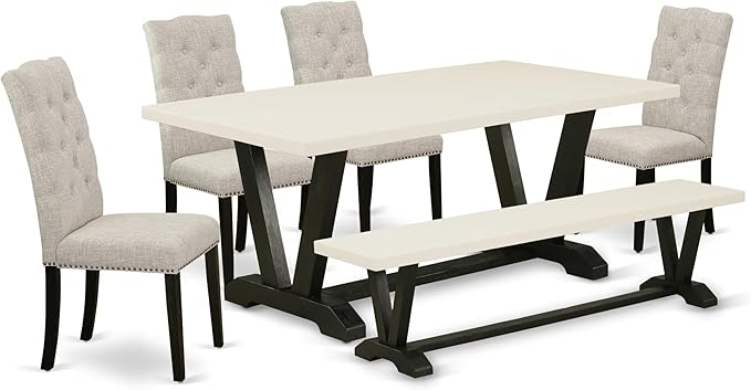 East West Furniture V627EL635-6 6 Piece Dining Table Set Contains a Rectangle by EastWestFurniture