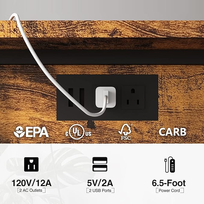 LIDYUK C Shaped End Table with Charging Station, Flip Top Side Table with USB - Image 6