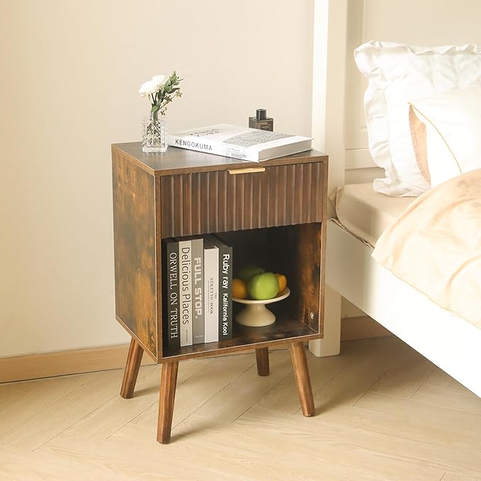 Mid Century Modern Nightstand, Wood Bedside Table - Image 2