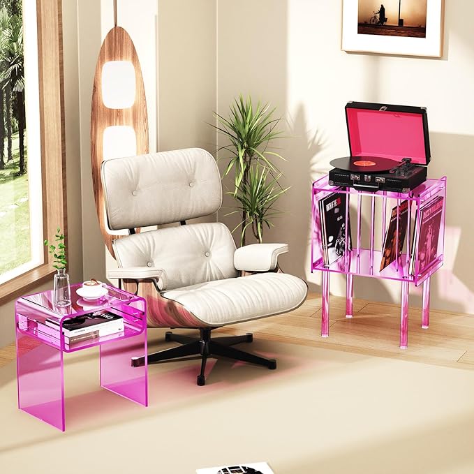 Acrylic Record Player Stand, - Image 5