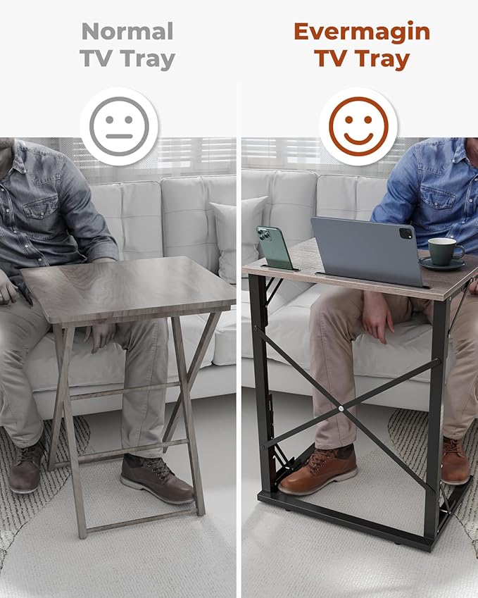 21''Wx28''H Folding TV Tray for Eating, Small Foldable C-Shaped Tray Table - Image 6