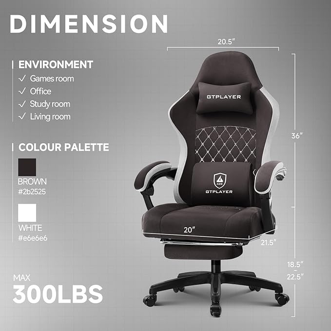 GTPLAYER Office Chair, Gaming Computer Desk Fabric Chair - Image 3