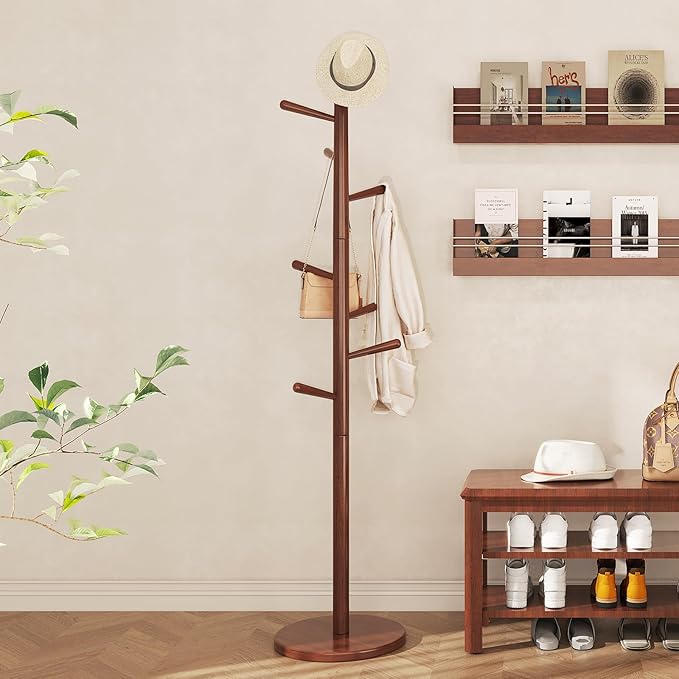 CozyDH Coat Rack Freestanding Solid Wood Coat Rack Stand, Coat Tree Freestanding - Image 5