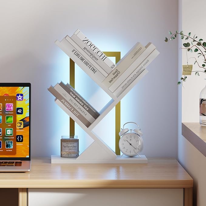Tree Bookshelf with LED Lights, 3 Tier Floor Standing Bookcase, Classical - Image 3