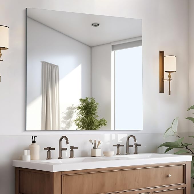Frameless Mirror, 36x36 inch Square Bathroom Mirrors by CILIBER
