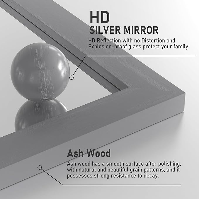 Farmhouse Wall Mirror, Rustic Wood Frame Bathroom Mirror Barn Door Inspired - Image 5