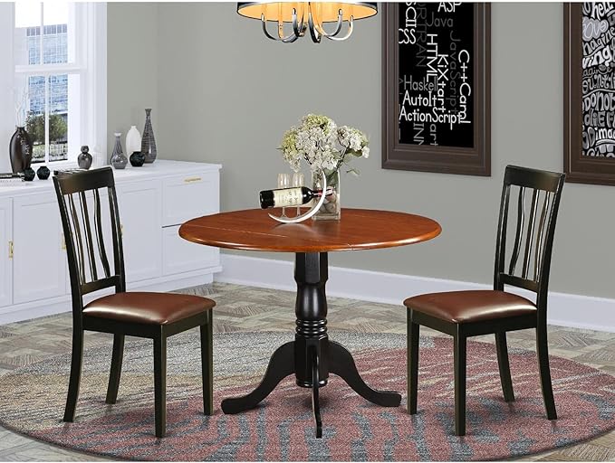 East West Furniture DLAN3-BCH-LC 3 Piece Kitchen Table Set - Image 7