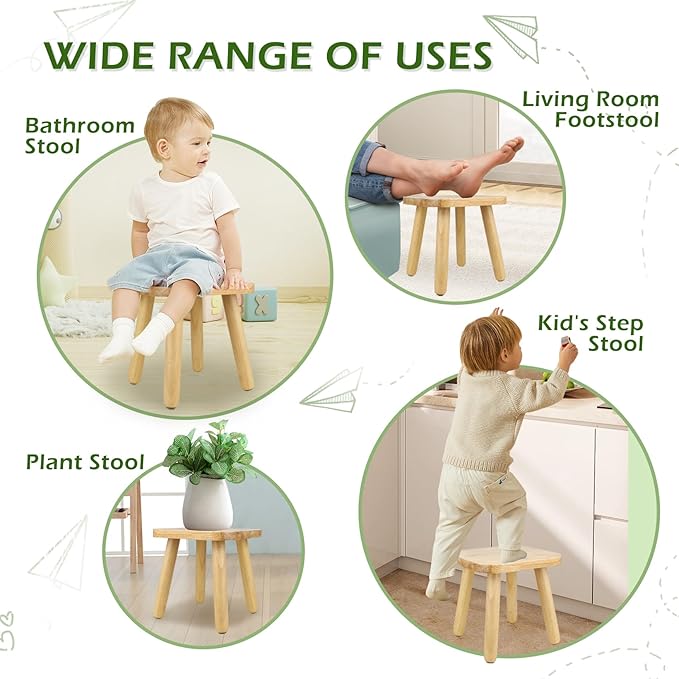 BEE&OAK Wooden Step Stools for Adults, Solid Rubber Wood Non-Slip Step Foot - Image 3