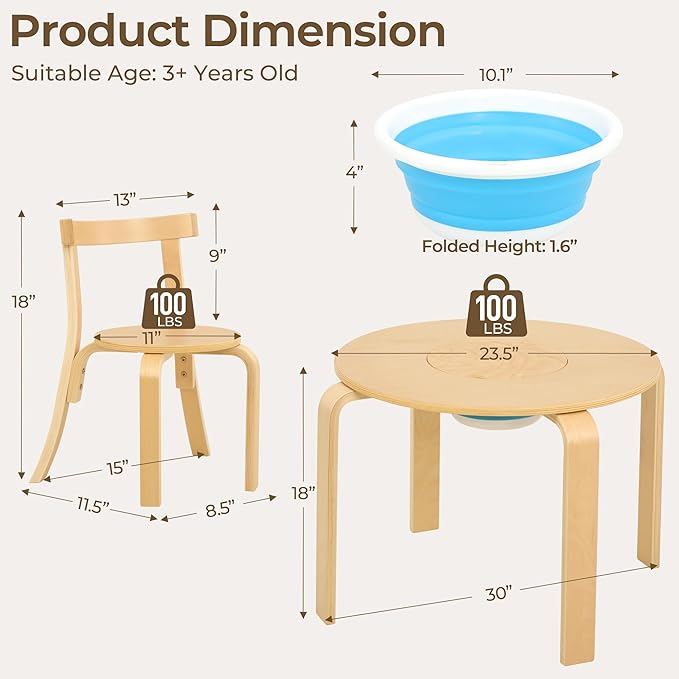 Kid Round Table and 4 Chairs Set - Image 2