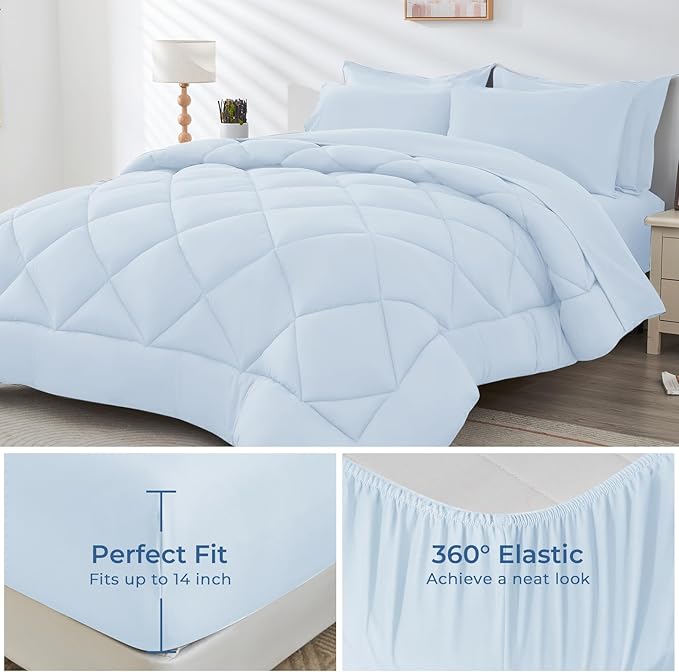 HEVUMYI Light Blue King Comforter Set - Image 3