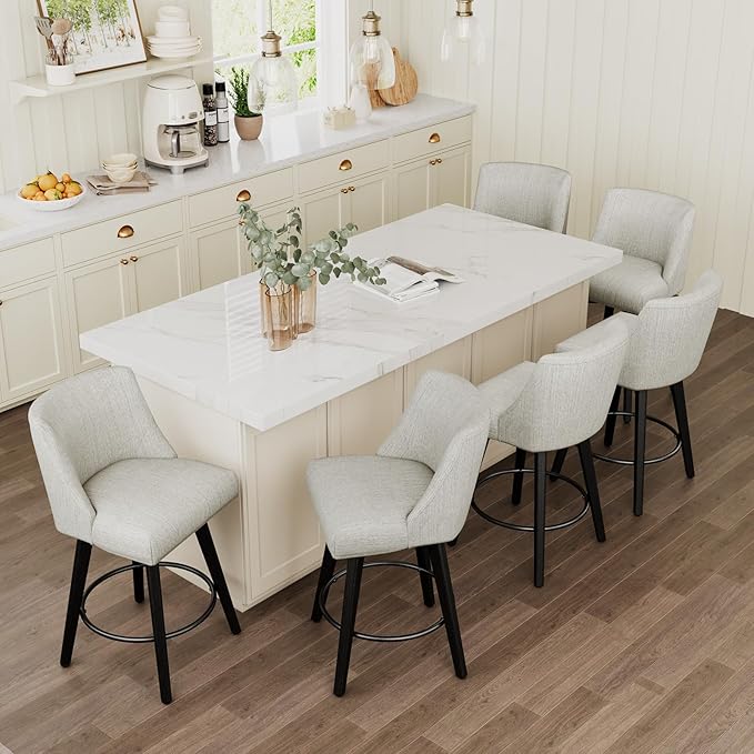 Vipbear Swivel Counter Height Bar Stools Set of 6, 26.8" H Counter Stools by VipbearLiving