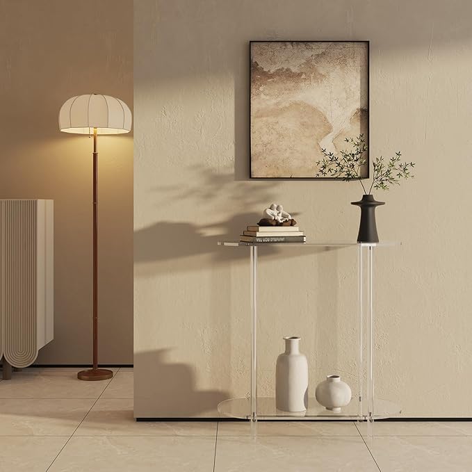 Acrylic Console Table, 2-Tier Oval Frame Sofa Table, 29.53" Small Modern - Image 5