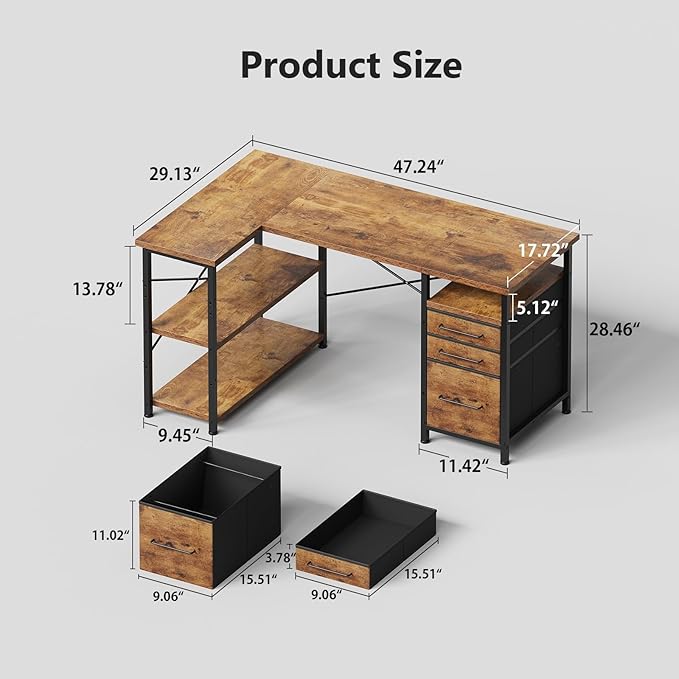 47" Computer Desk with Drawers, Desks - Image 3