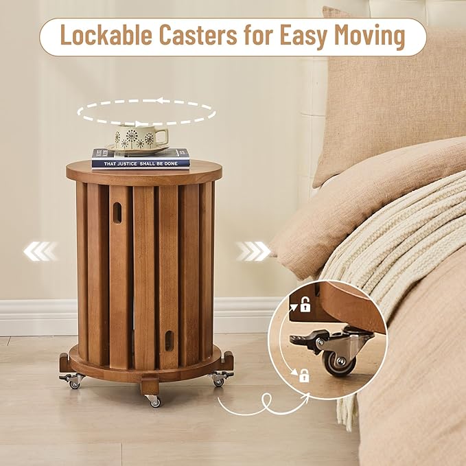 CozyDH 4-in-1 Nesting Side Tables, Stackable Stools Set of 4, Wooden Round End - Image 4