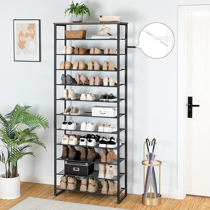 HOOBRO 12-Tier Shoe Rack, 29.5" L Shoe Storage Organizer, Large Capacity Shoe - Image 4