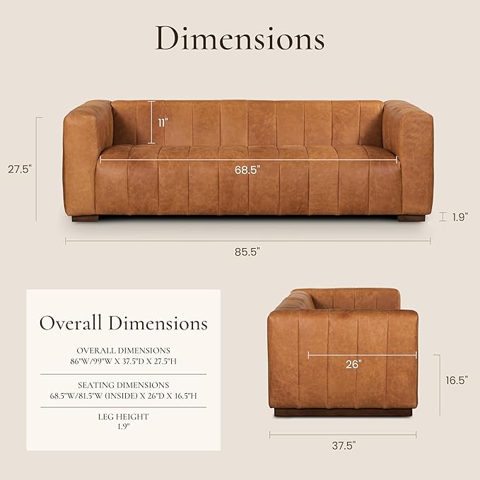 Poly & Bark Canale Leather Couch - Image 3