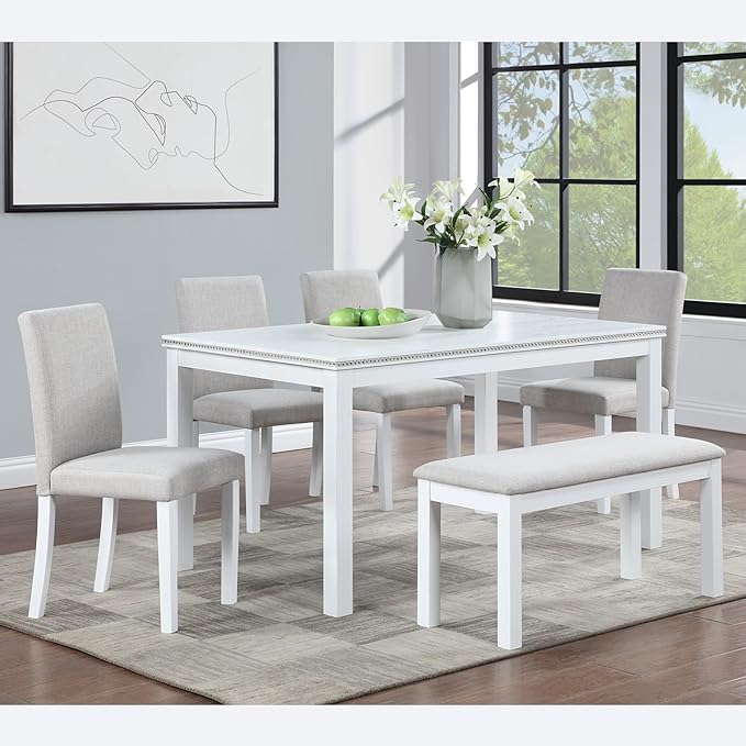 soges 6 Piece Wooden Dining Table Set, Dining Room Table by soges