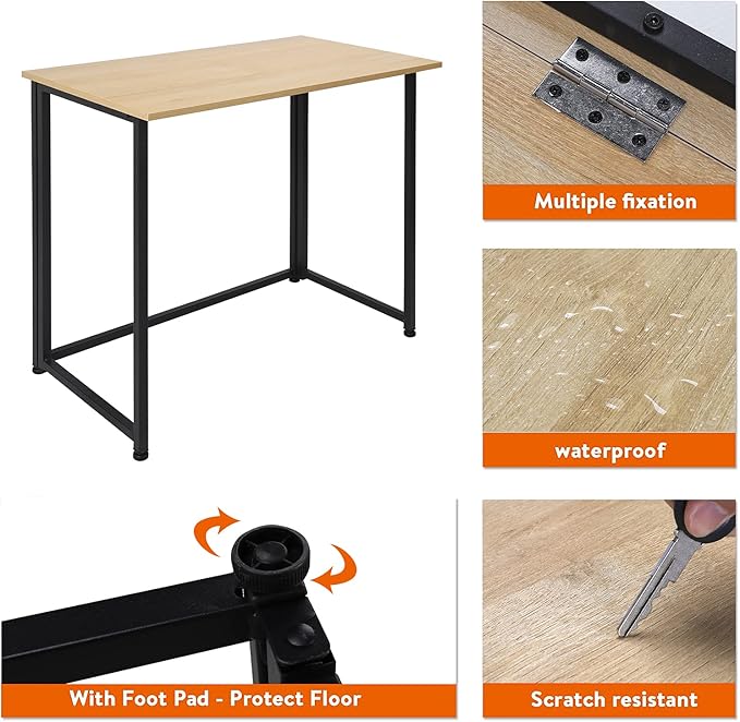 Leopard Folding Computer Desk for Small Spaces, Space-Saving Home Office Desk - Image 4