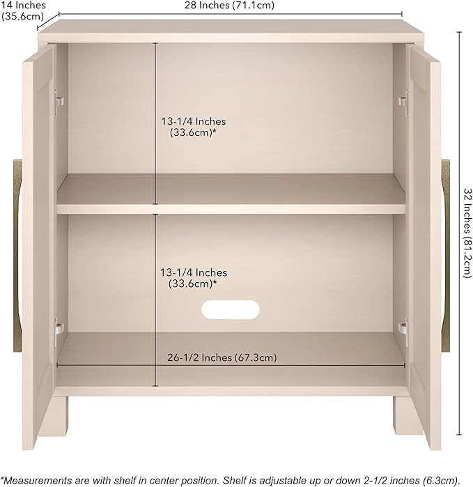 Henn&Hart 28" Wide Rectangular Accent Cabinet in Beech White, - Image 3