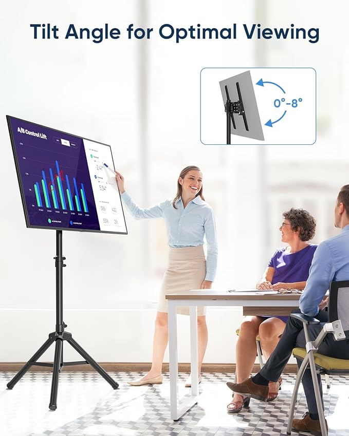 FORGING MOUNT Tripod Portable Floor TV Stand, Foldable Stand Height Adjustable - Image 2