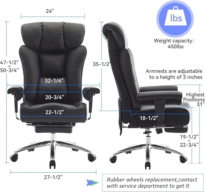 Efomao Ergonomic Office Chair 450LBS - Image 3