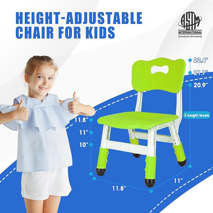 Toddler Chair Kids Chair with Adjustable 3 Levels, Toddler Chairs - Image 2