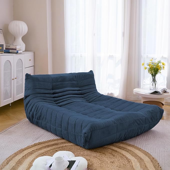 N&V Fireside Lounge Chaise Chair, Mid Century Armless Floor Lounger Sofa by NV