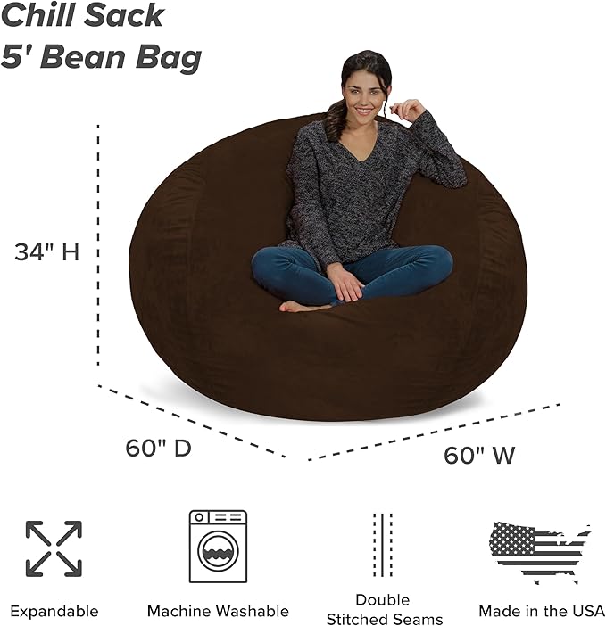 Chill Sack Bean Bag Chair: Giant 5' Memory Foam Furniture Bean Bag - Image 3