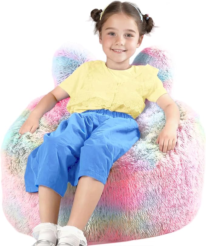 Bean Bag Chair for Kids with Plush Faux Fur Cover, 2.5FT Memory Foam Filled by Unknown