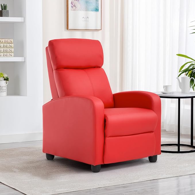 BestMassage | Recliner Chair | No Massage Function | Pu Red | - Image 2