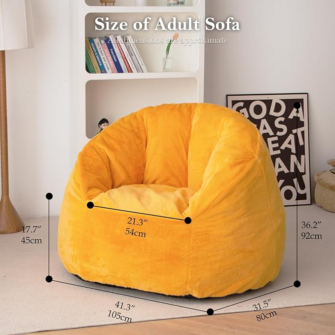 N&V Large Shell Bean Bag Chair, Adult Size Bean Bag Sack, Foam Filling - Image 2
