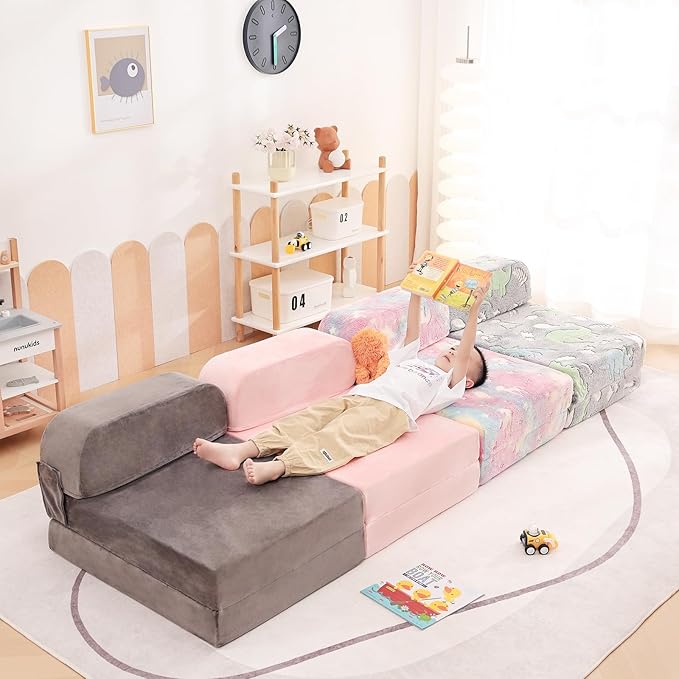 Tiita Folding Sofa Bed for Kids, Toddler Fold Out Couch Bed - Image 5