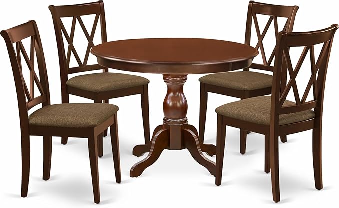East West Furniture HBCL5-MAH-C 5 Piece Dining Room Table Set Includes a Round by EastWestFurniture