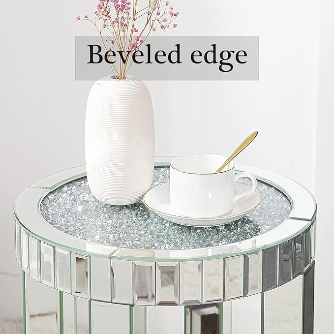SHYFOY Mirrored End Table Round - Image 4