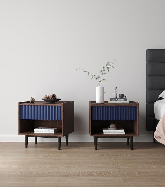 Manhattan Comfort Duane Modern Ribbed Nightstand, Bedside Table - Image 4