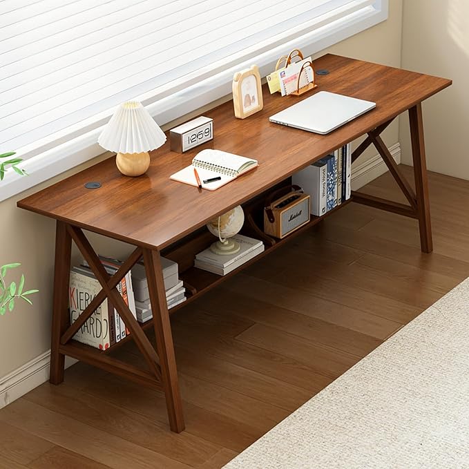 Extra Long Desk with Bookshelf by NELYE