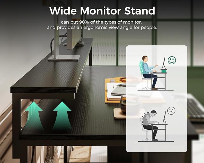 AODK Computer Desk with Drawers and Keyboard Tray, Reversible Study Work Desk - Image 9