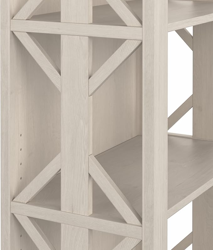 Bush Furniture Homestead 4 Shelf Farmhouse Bookcase in Linen White Oak - Image 5
