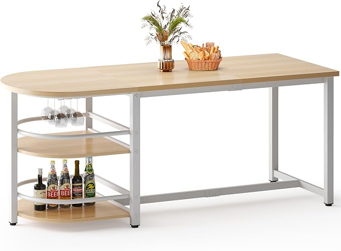 soges Dining Table for 4-6 Person, 71 inch Long Kitchen Dining Table for Living - Image 7