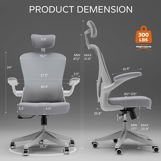 Ergonomic Office Chair with Adjustable Lumbar Support & Flip-Up Armrests - Image 2
