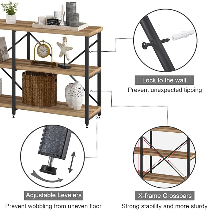 BON AUGURE Console Tables for Entryway, Industrial Sofa Table Behind Couch - Image 4