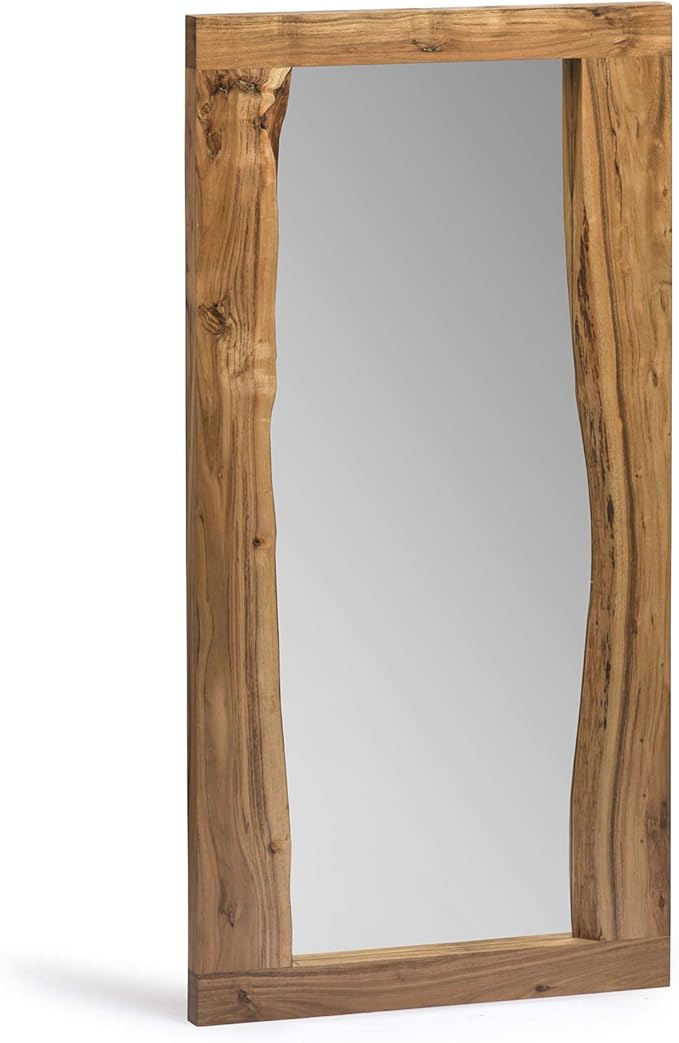 Alpine 24 in. Natural Live Edge Wood Mirror, Wall Bathroom Hanging Decor by AlaterreFurniture