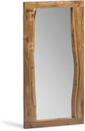 Alpine 24 in. Natural Live Edge Wood Mirror, Wall Bathroom Hanging Decor by AlaterreFurniture