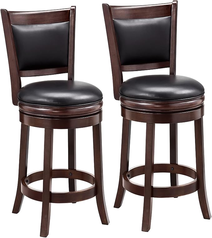 Ball & Cast Swivel Counter Height Barstool 24 Inch Seat Height Cappuccino Set by BallCast
